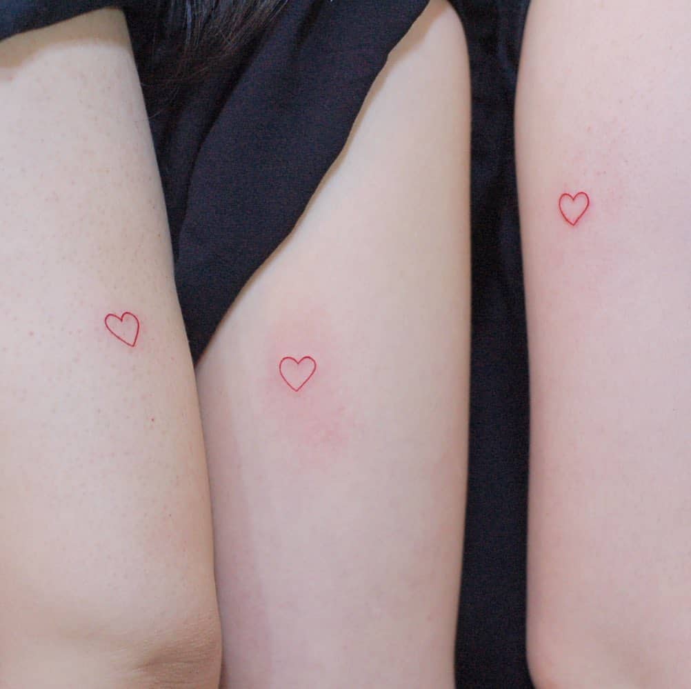 Mini Line Heart Friendship Tattoo