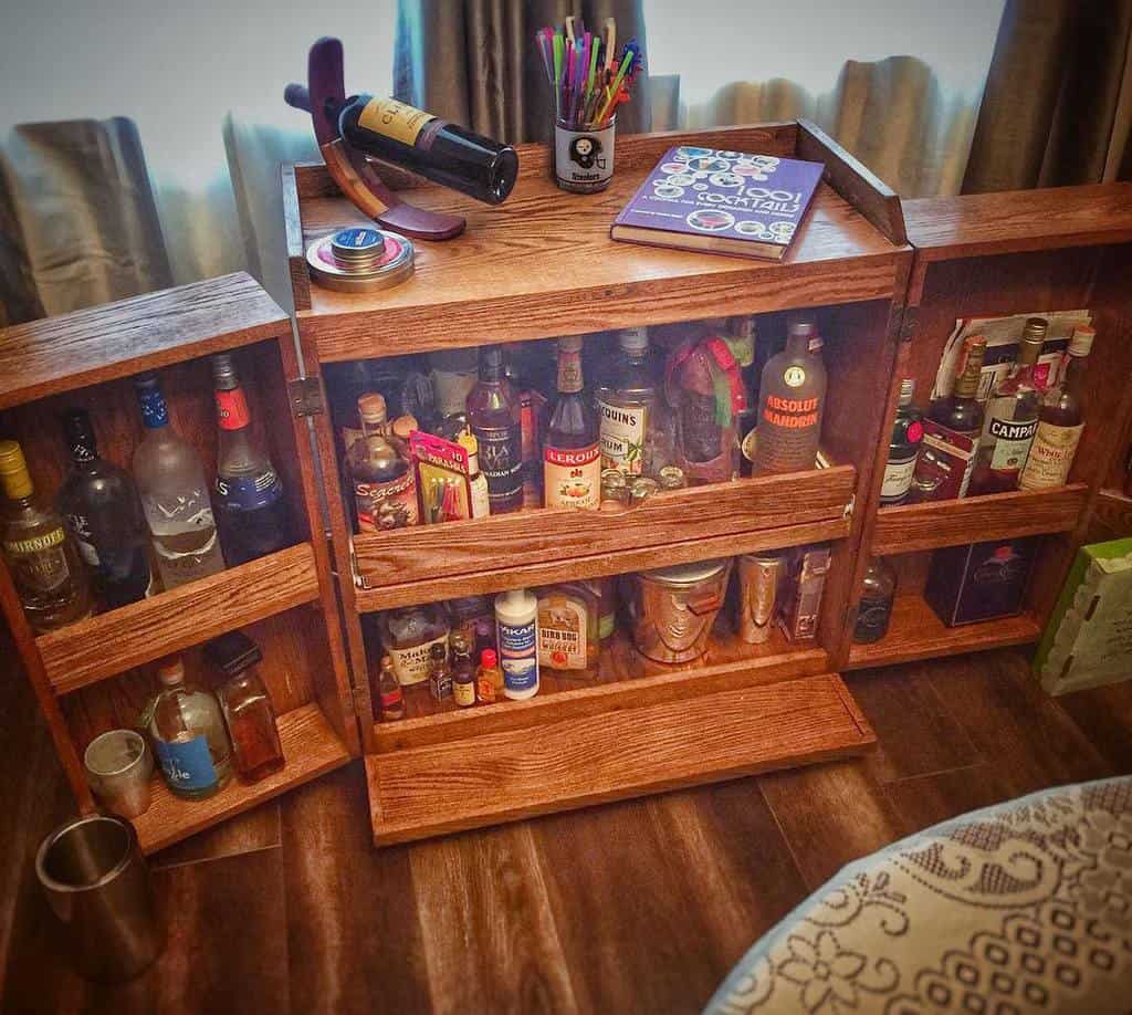 mini wood liquor cabinet