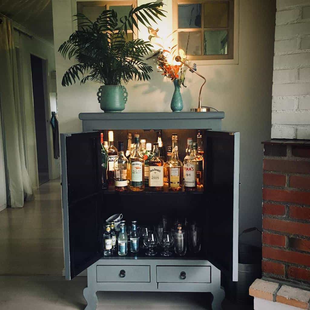 mini gray liquor cabinet
