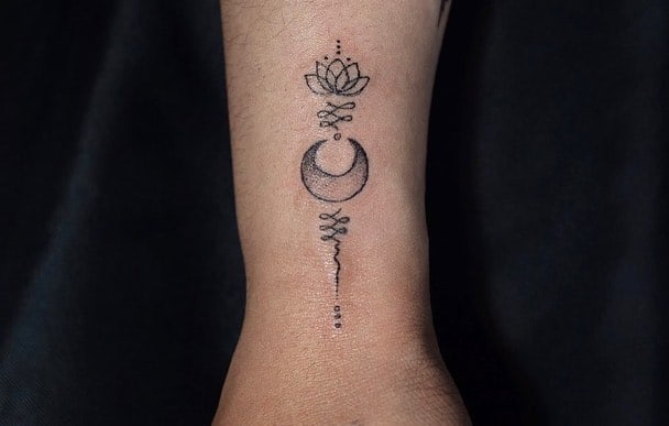 Mini Moon Unalome Tattoo