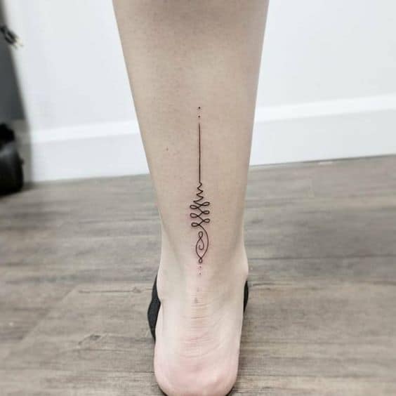 Minimal Leg Unalome Tattoo