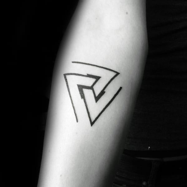 Minimal Triangles Mens Forearm Tattoos