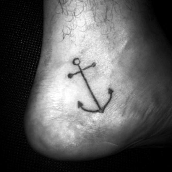 Minimalist Anchor Mens Foot Tattoo