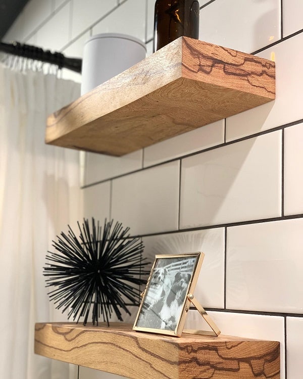 minimalist bathroom floating shelf 