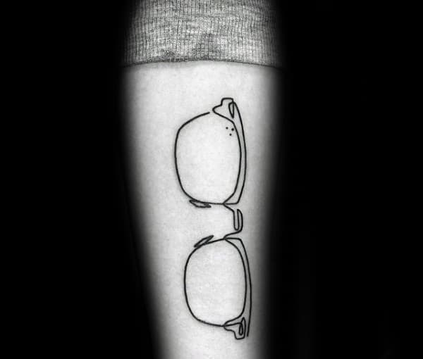 Minimalist Glasses Mens Forearm Tattoo Design Ideas