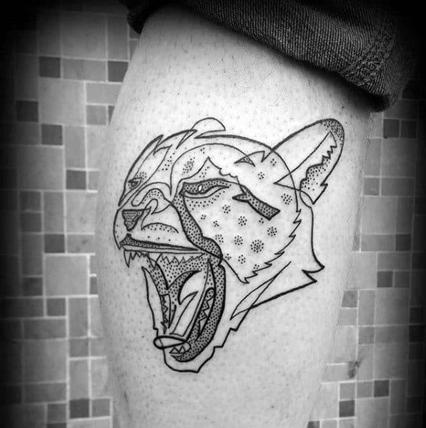 One line leopard tattoo on the inner arm