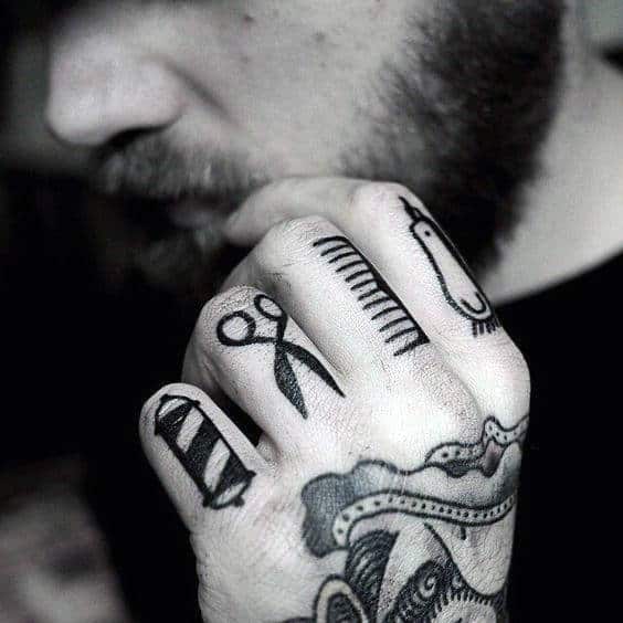 Minimalist Mens Scissor Finger Tattoo