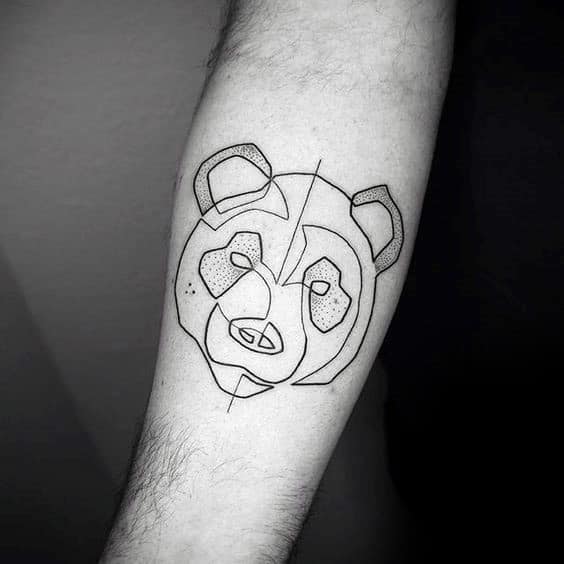 Minimalist panda tattoo on the ankle