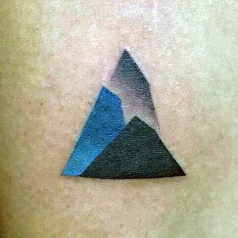 Minimalist Small Mountains Guys Triangle Tattoo