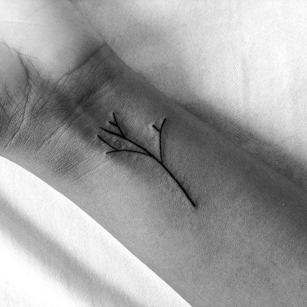 Minimalist Tree Branch Wrist Tattoos For Men