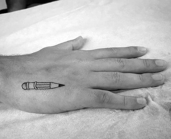 Minimalistic Hand Pencil Tattoo Ideas For Males