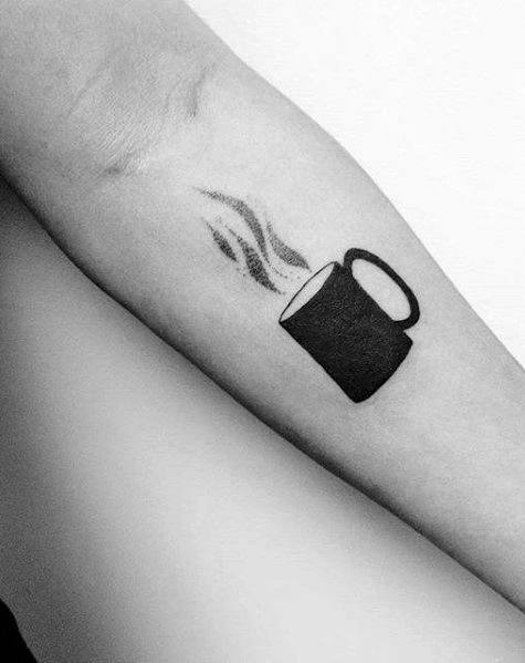 Minimalistic Inner Forearm Small Coffee Cup Mens Tattoo Designs