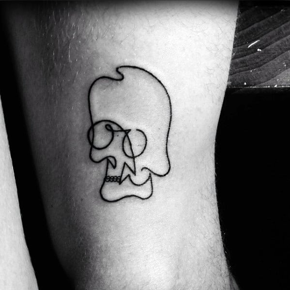 Minimalistic Small Mens Skull Arm Tattoo
