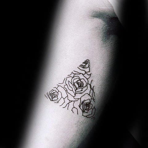 Minimalistic Triangle Rose Flowers Mens Inner Arm Tattoos