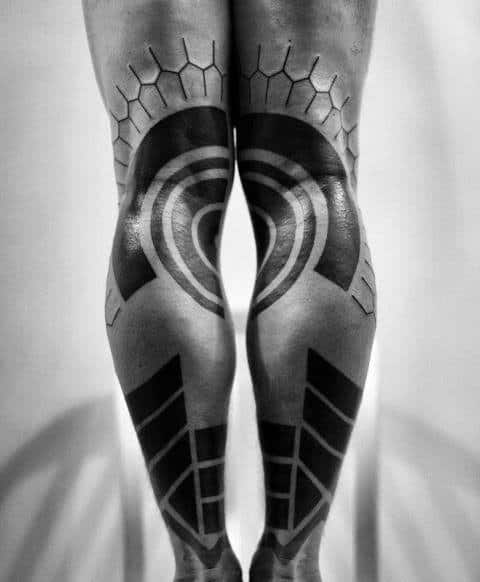 Modern Abstract Guys Tribal Leg Tattoo