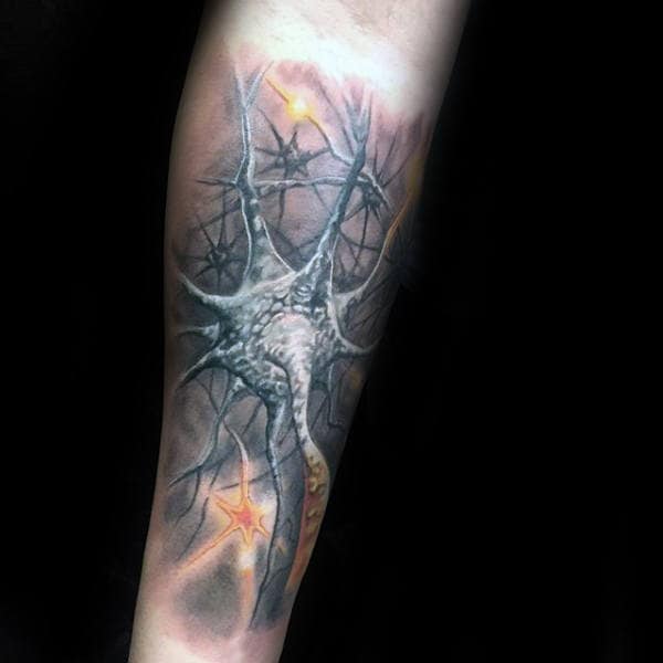 Modern Amazing Human Nerves Forearm Tattoo