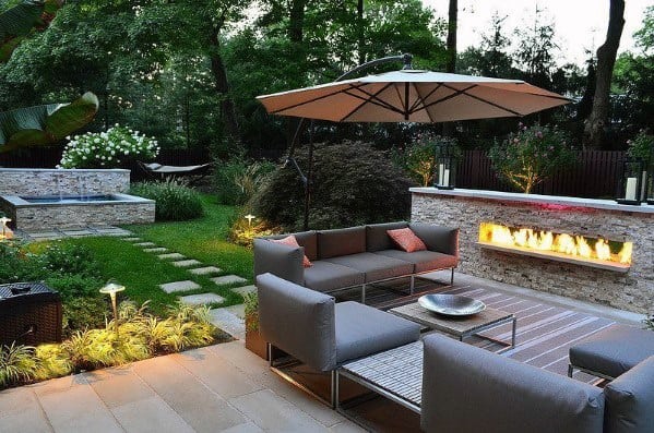 Modern Backyard Ideas Patio Fireplace