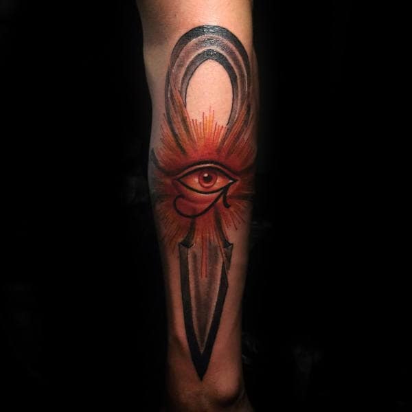 Modern Eye Of Horus Ankh Tattoo Designs For Guys