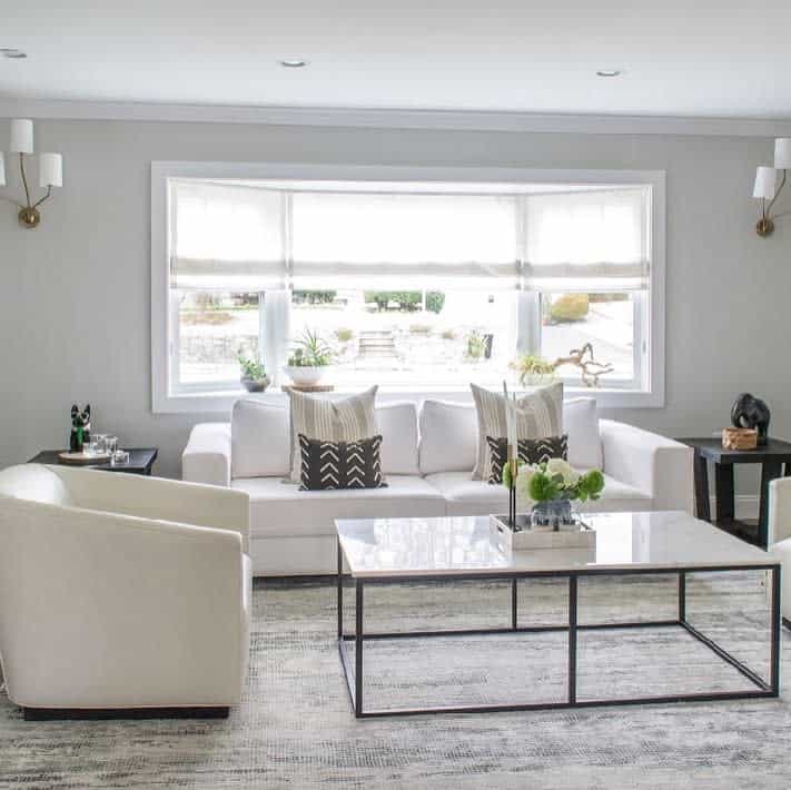modern white living room marble coffee table white sofa 