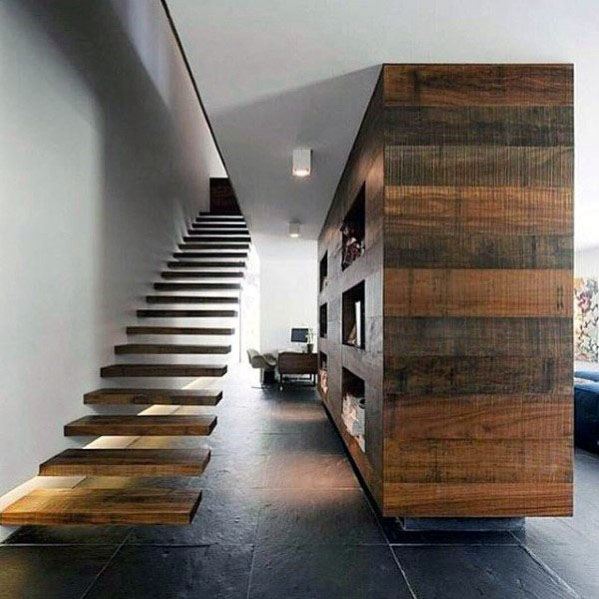 Modern Floating Wood Stairs