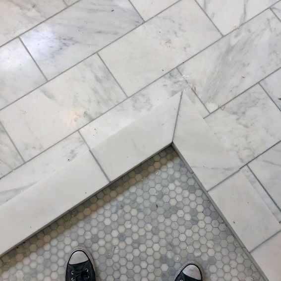 Modern Grey And White Marble Shower Floor Tile Design Ideas