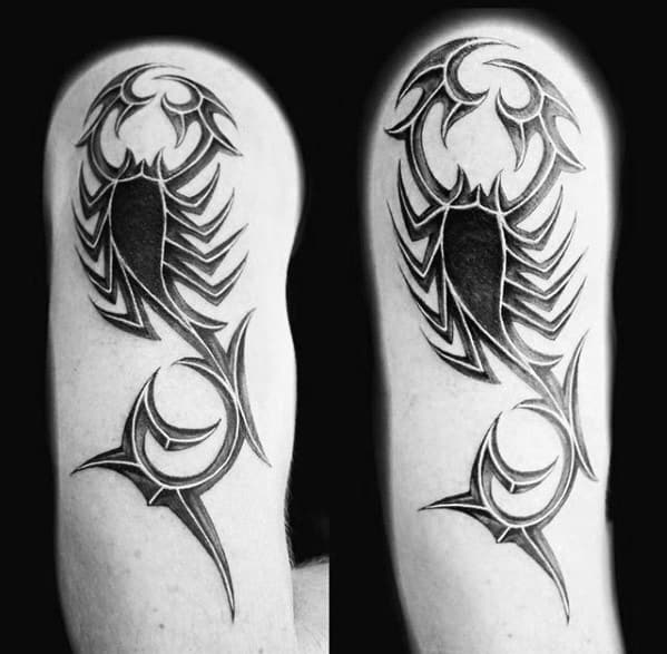 Modern Guys Arm Tribal Scorpion Tattoos