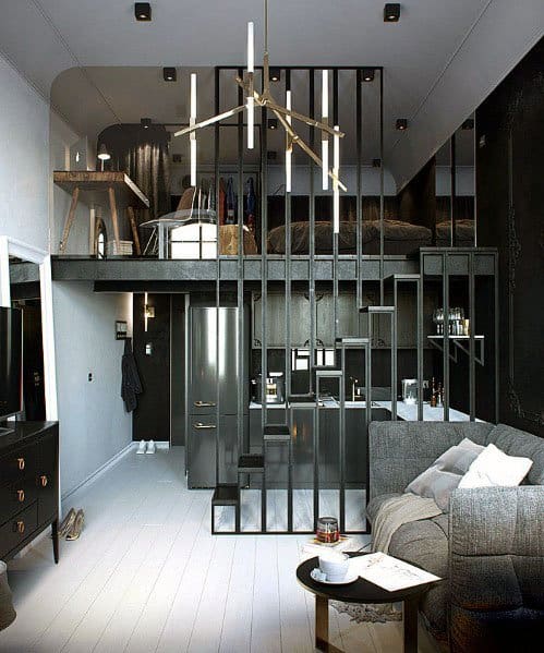 modern industrial apartment with loft bedroom 