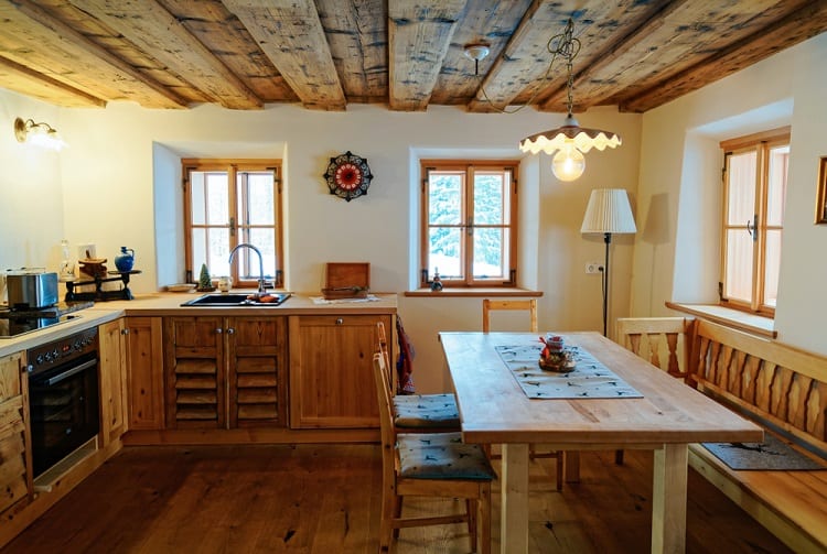 modern home kitchen wood ceiling wood furniture 