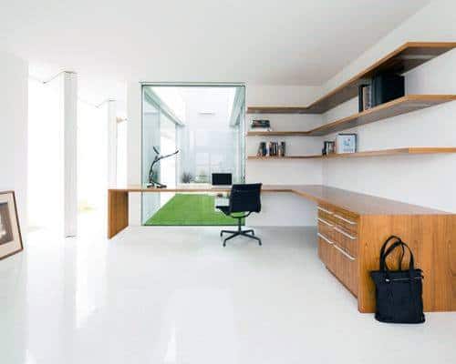 Modern Home Office Wall Desk With White Painted Walls