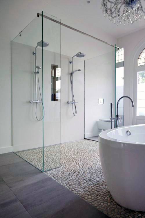 pebble flooring best modern shower design ideas