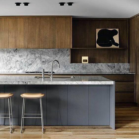 grey and wood kitchen 