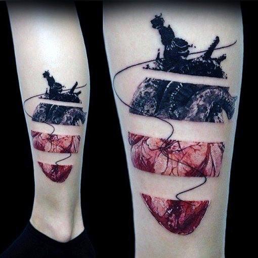 Modern Leg Male 3d Heart Themed Tattoos