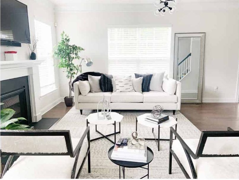 simple modern white decor living room