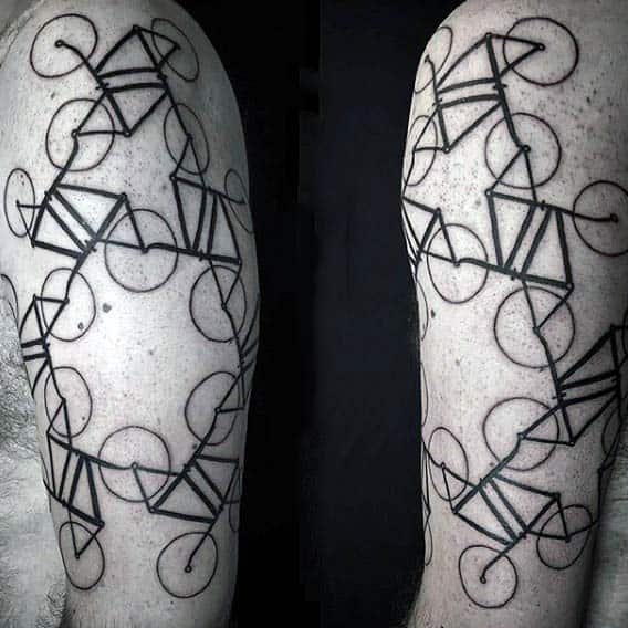 Modern Mens Black Ink Bmx Biycle Arm Tattoos