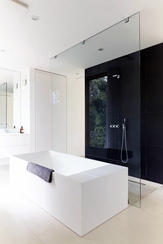 minimalistic black and white bathroom 