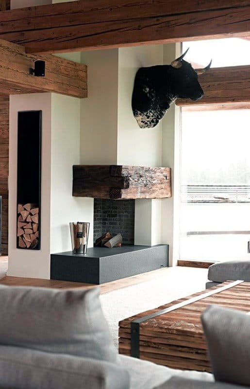 Modern Simple Corner Fireplace Design