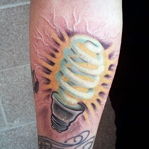 Modern Spiral Light Bulb Mens Arm Tattoo