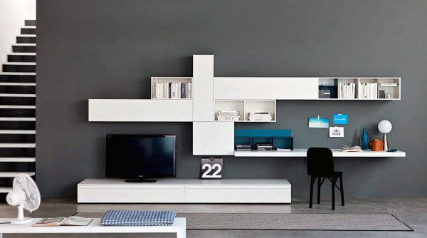 Modern Tv Stand With Desk Wall Unit Small Home Office Ideas