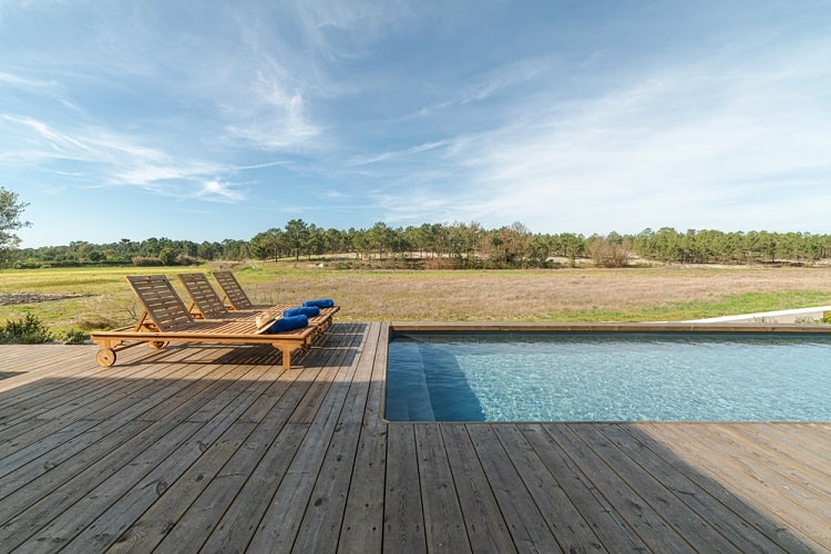 modern villa lounge deck and pool