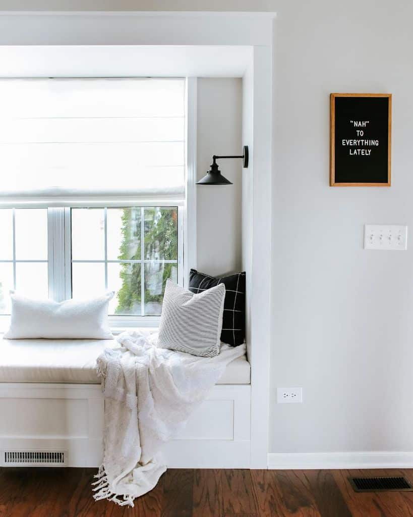 cottage style window seat hardwood floors 