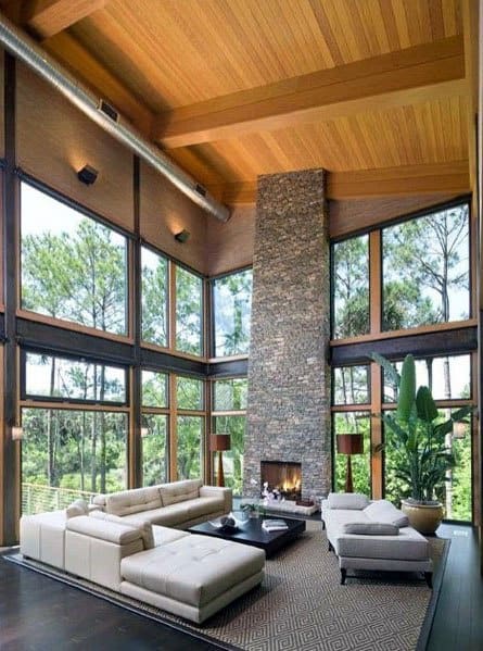 Modern Wood Ideas For Vaulted Ceilings Living Room