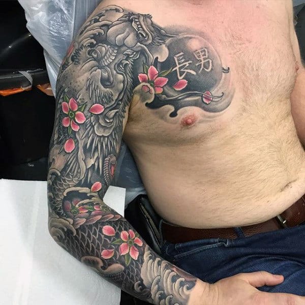 Modish Japanese Sleeve Tattoo For Males