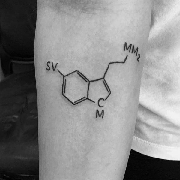 Serotonin Chemical Structure Temporary Tattoo  Set of 3  Little Tattoos