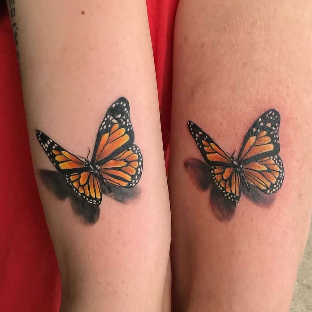 Monarch butterfly mother daughter tattoo