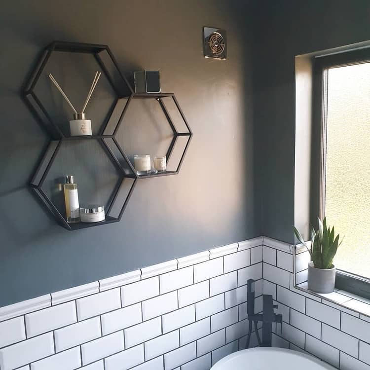 hexagonal wall shelf bathroom