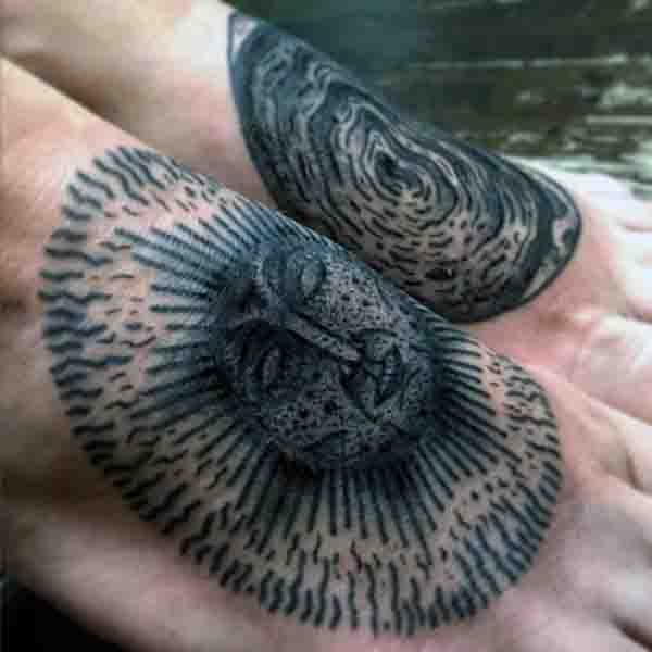 Moon And Sun Mens Foot Tattoos