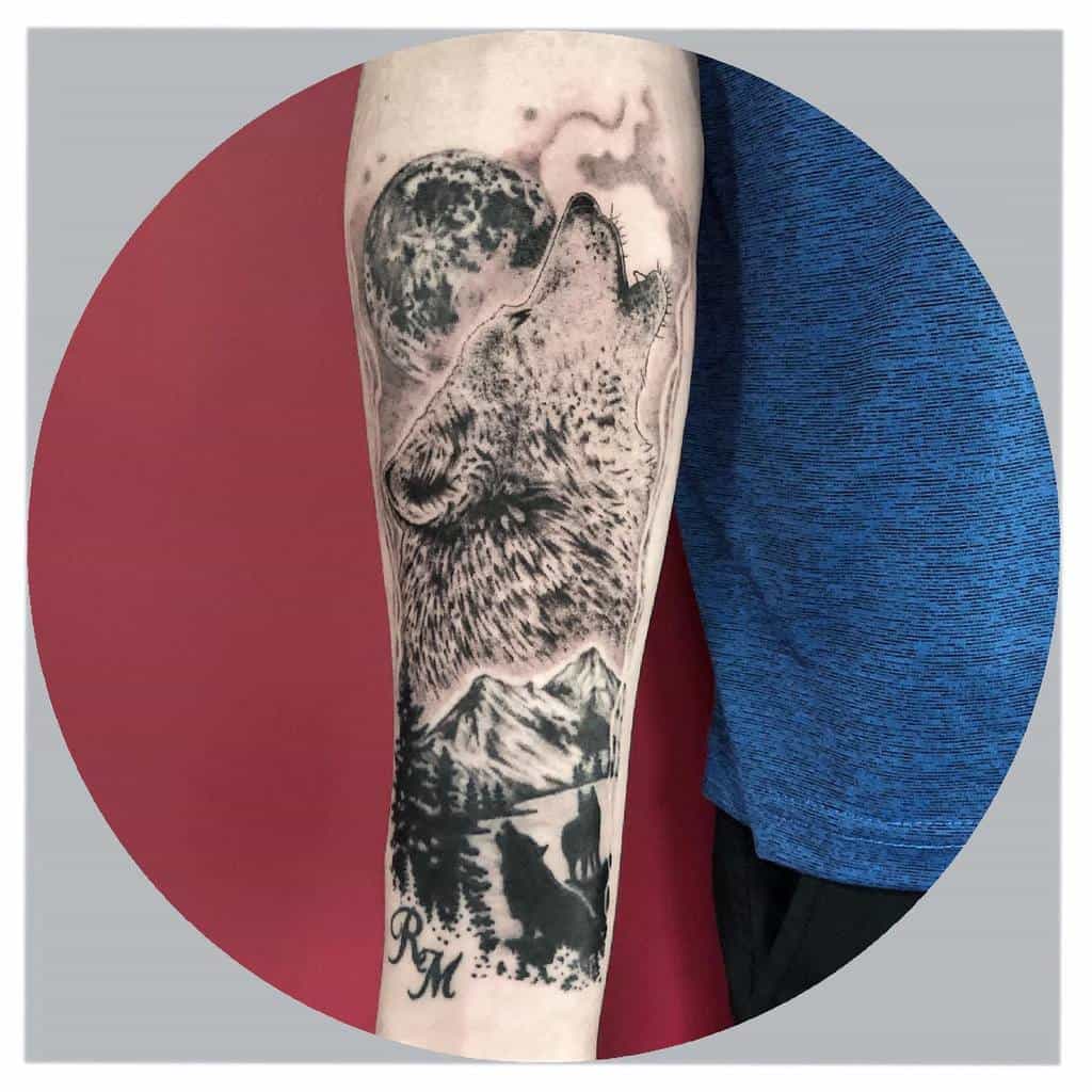 moon howling wolf tattoo justineproulx