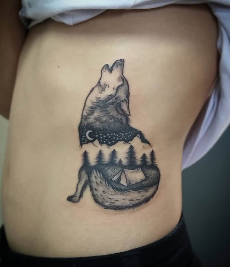moon howling wolf tattoo pegaso_tattoo