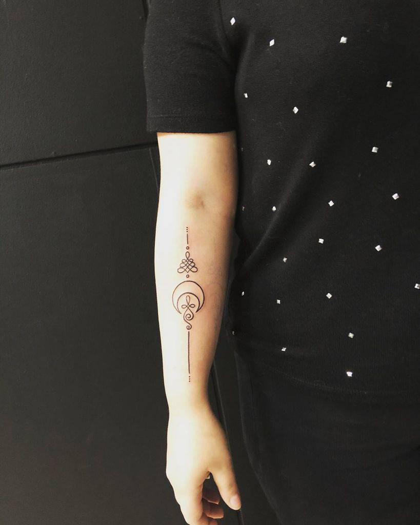 Moon Lining Unalome Tattoo