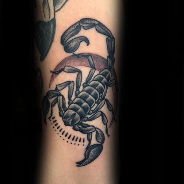 Moon Scorpio Mens Forearm Tattoo
